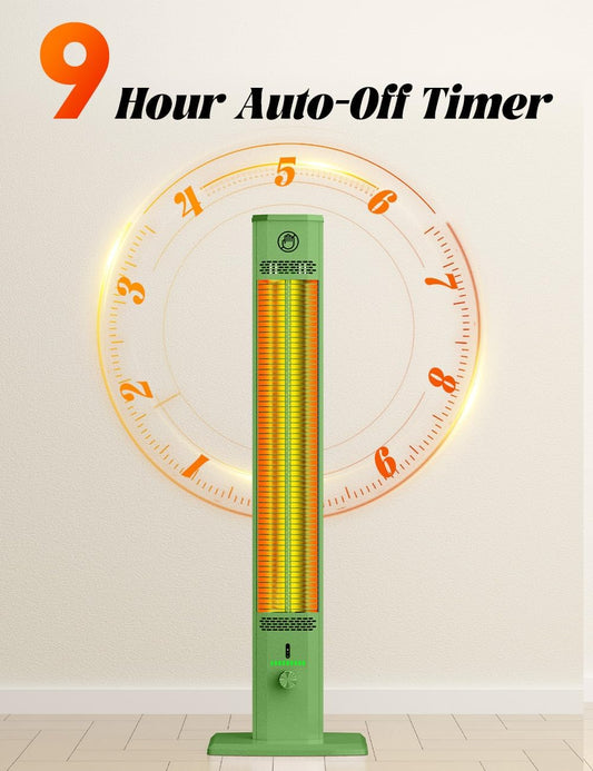 42INCH Outdoor Heater, 9 Heat Levels & Timer, Child Safety Lock, IP65 Waterproof Garage Heater, 1500W Infrared Heating,Tip-Over & Overheat Protection, Patio Heaters for Outdoor Use Indoor