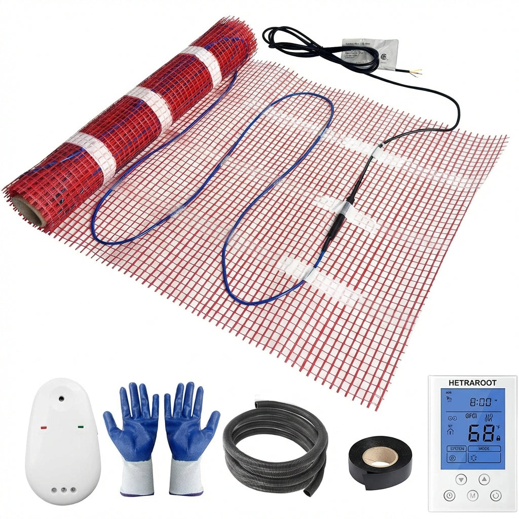 Electric Radiant Floor Heating System, 20 Sq.ft Electric Heated Floor Mats for Bathroom