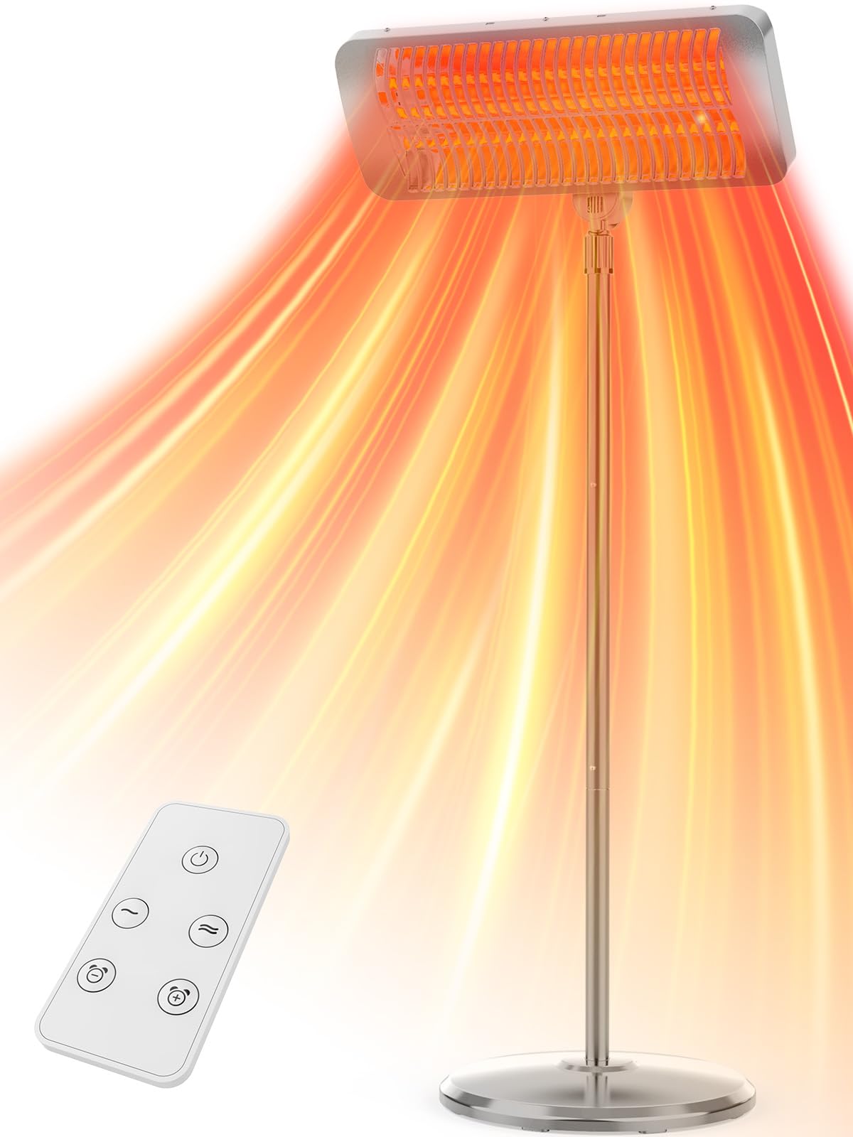 HETRAROOT Outdoor Electric Patio Heater 2 Heat Levels, 12H Timers Grey