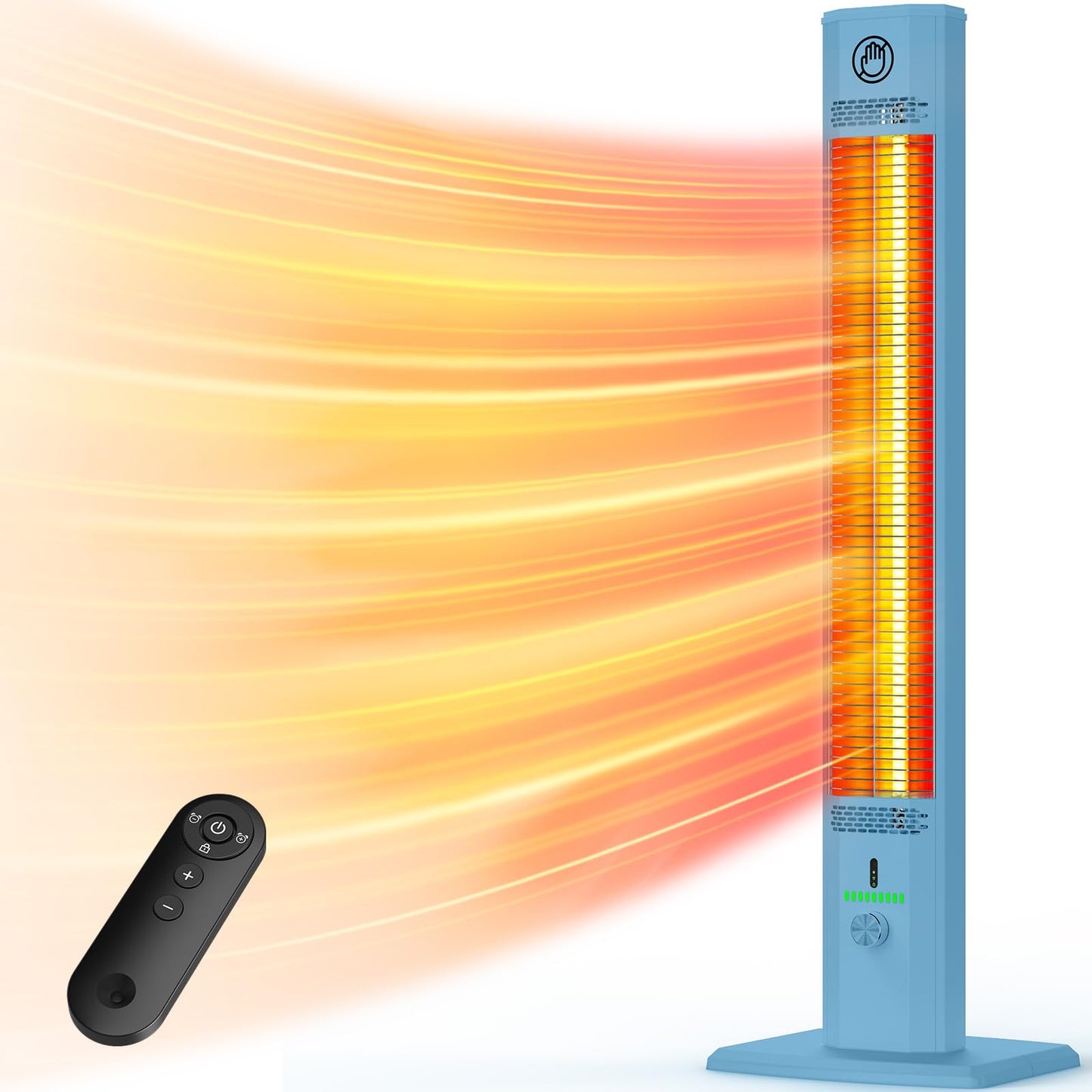 HETRAROOT 42INCH Outdoor Heater, 9 Heat Levels & Smart Timer, Child Safety Lock, IP65 Waterproof Garage Heater, 1500W Infrared Heating,Tip-Over & Overheat Protection, Patio Heaters for Outdoor Use, Indoor