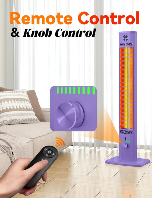 42INCH Outdoor Heater, 9 Heat Levels & Timer, Child Safety Lock, IP65 Waterproof Garage Heater, 1500W Infrared Heating,Tip-Over & Overheat Protection, Patio Heaters for Outdoor Use Indoor