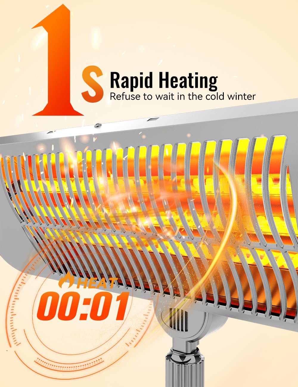 HETRAROOT Outdoor Electric Patio Heater 2 Heat Levels, 12H Timers Grey