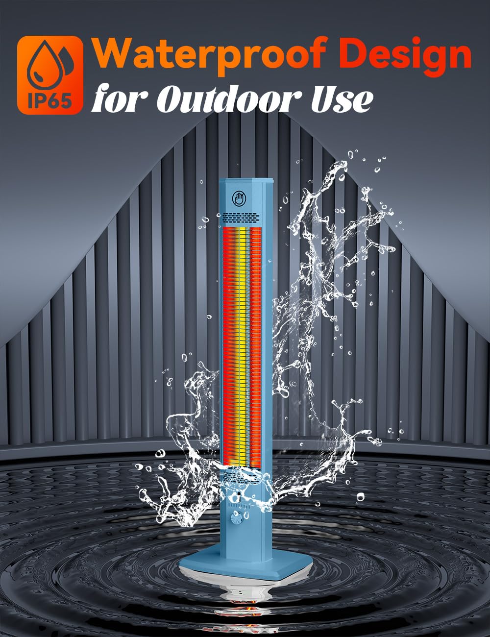 HETRAROOT 42INCH Outdoor Heater, 9 Heat Levels & Smart Timer, Child Safety Lock, IP65 Waterproof Garage Heater, 1500W Infrared Heating,Tip-Over & Overheat Protection, Patio Heaters for Outdoor Use, Indoor