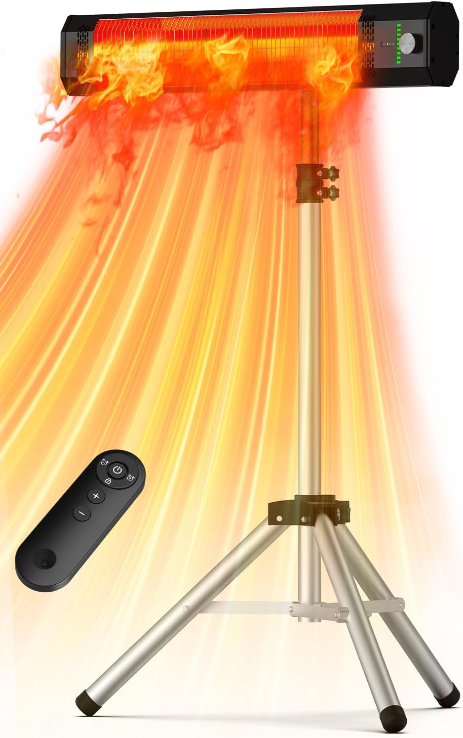 1500W Outdoor Heaters for Patio with 9 Heating Levels, IP65 Waterproof, 9H Timer, 25FT Remote Electric Patio Heaters for Outdoor Use, Tip-Over & Overheat Protection for Home, Office, Garage