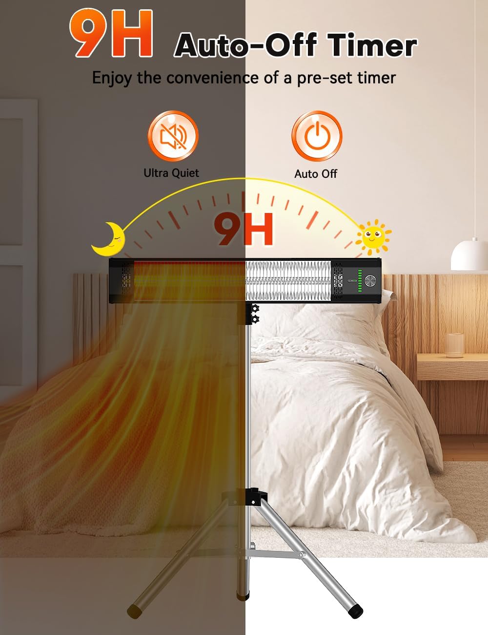 1500W Outdoor Heaters for Patio with 9 Heating Levels, IP65 Waterproof, 9H Timer, 25FT Remote Electric Patio Heaters for Outdoor Use, Tip-Over & Overheat Protection for Home, Office, Garage