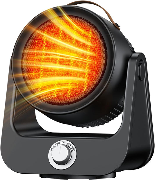 1500W PTC Ceramic Electric Heater, 1S Heating Cover 250Sq.ft, 100° Auto Swing & 4 Heating Modes, Space Heaters for Indoor Use, Tip-over & Overheat Protection, Portable Heater for Large Room