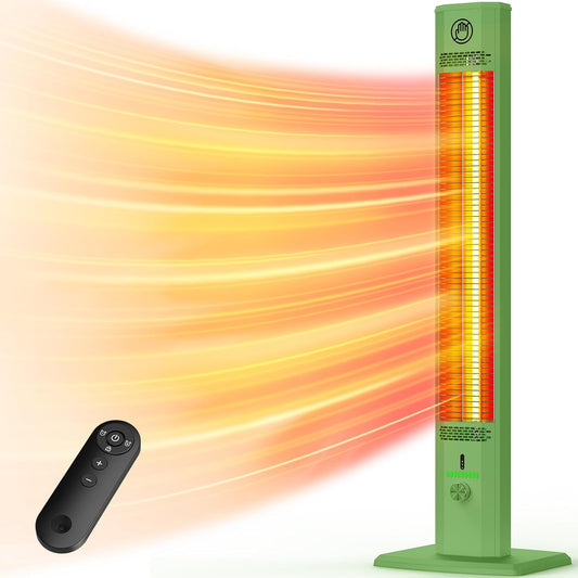 HETRAROOT 42INCH Outdoor Heater, 9 Heat Levels & 540Min Timer, Child Safety Lock, IP65 Waterproof Garage Heater, 1500W Infrared Heating,Tip-Over & Overheat Protection, Patio Heaters for Outdoor Use Indoor