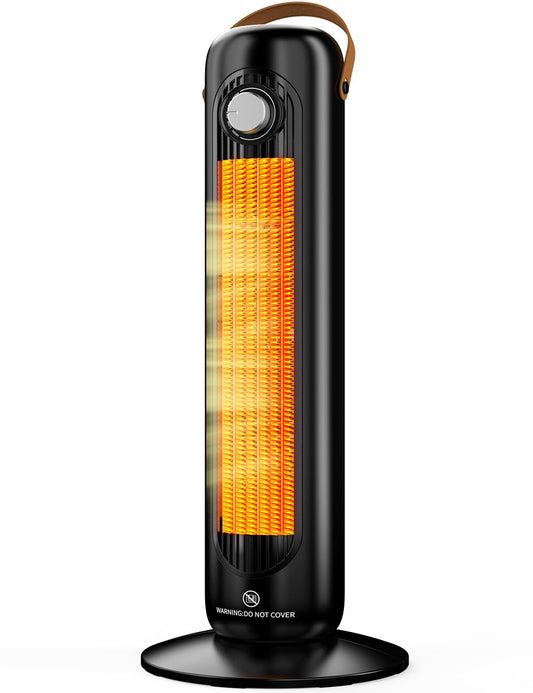 Tower Space Heaters for Indoor Use Large Room w/4 Heat Modes, 70°Oscillating 25" Tall Portable Electric Heater, Overheating & Tip-Over Protection, 1500W PTC Ceramic Stand Up Heater for Room