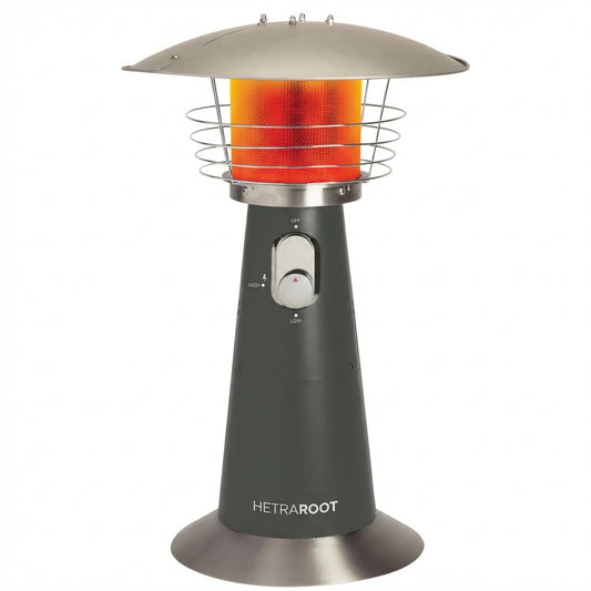 Portable Tabletop Patio Heater, 11,000 BTU Outdoor Propane Heater with Safety Tilt Switch and Adjustable Heat, Burner Screen Guard, 30 sq. Foot Heat Range, Gray