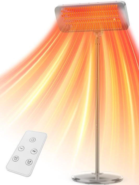 HETRAROOT Outdoor Electric Patio Heater 2 Heat Levels, 12H Timers Grey